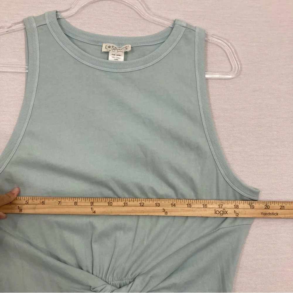 L*Space Blue Mint Stretch Sleeveless Twist Front Athleisure Mini Dress Large - Picture 8 of 12